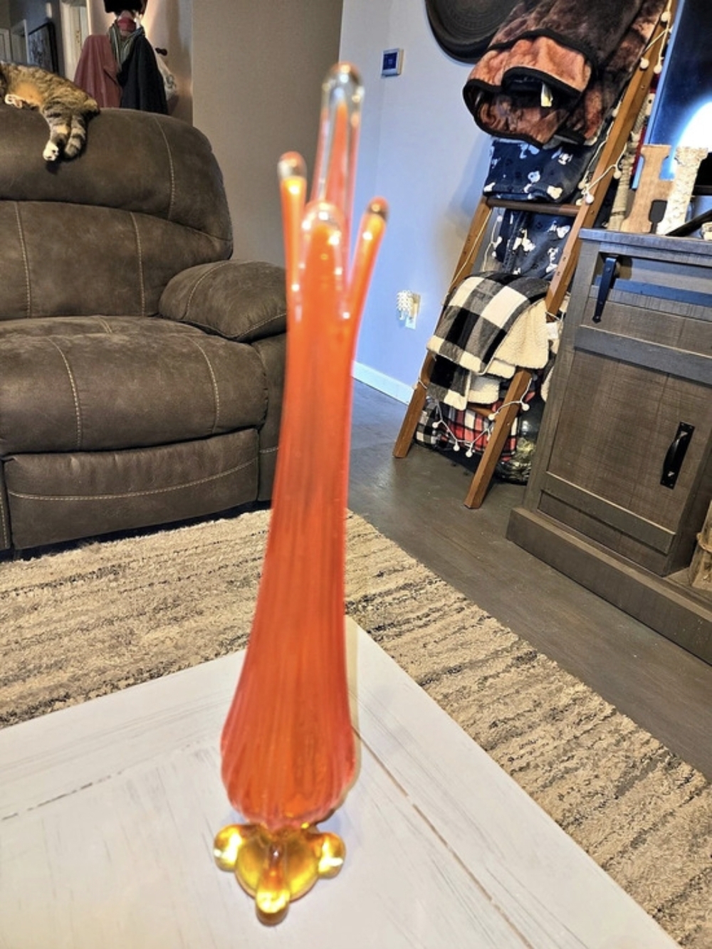 Viking Glass Epic 6-Finger swung vase Kanawha bittersweet orange & Yellow